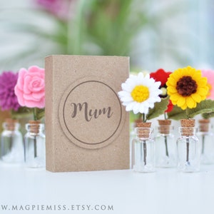 Mini flower matchbox, matchbox gift, teacher thank you gift, felt flower, mothers day flowers gift, mom flower gift, friend gift image 1