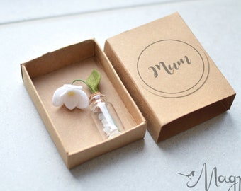 Mum gift, Matchbox snowdrop gift, mothers day flowers gift, felt snowdrop, bestie friend gift, mini flower, wedding favors