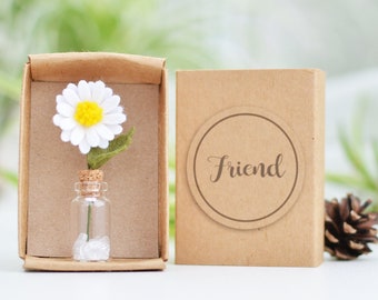 Daisy in a Matchbox: Handmade Felt Flowers Thank You Gift - Anniversay mothers day mum birthday friend appreciation gift