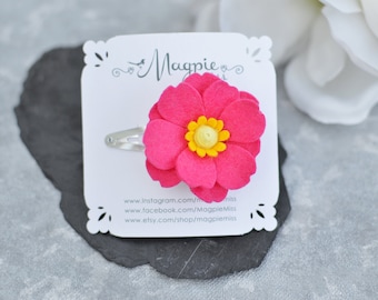 Pink Anemone Flower Hairclip: Felt Handmade Accessory