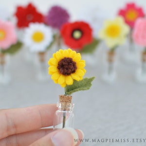 Matchbox sunflower gift, teacher thank you gift, mothers day flowers gift, felt sunflower, bestie friend gift, mini flower, wedding favors image 4