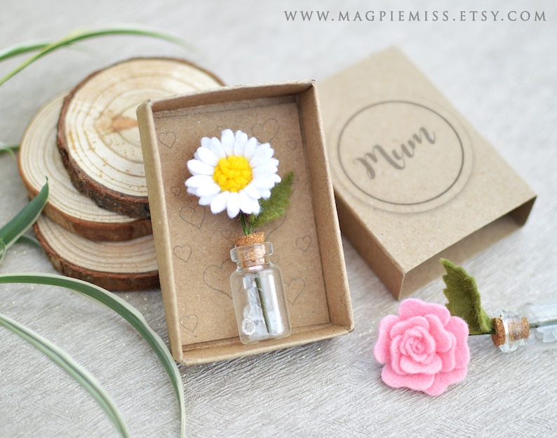 Matchbox rose, mum gift, felt rose, mothers day flowers gift, mum mom flowers, flower gift, teacher gift, friend gift, mini flower image 5