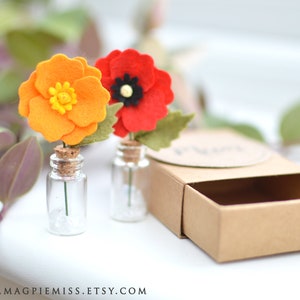 Matchbox poppy, matchbox gift, felt poppy, mini flower, remembrance flower, mum flowers, flower gift, teacher friend gift, image 9