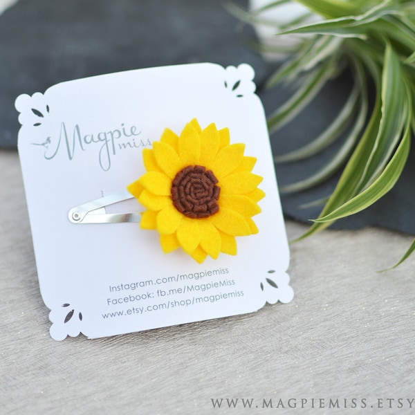 Sunflower hair clip, felt sunflower, sunflower wedding, wedding favours, flower hair accessory