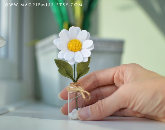 Mini Daisy Flower Felt Daisy Teacher Gift Felt Flowers Mum - Etsy