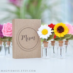 Matchbox sunflower gift, teacher thank you gift, mothers day flowers gift, felt sunflower, bestie friend gift, mini flower, wedding favors image 5