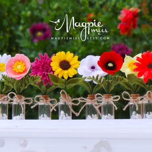 Felt Flowers Appreciation Gift: Thank You Gift for mum teacher boss - sunflower, poppy, daisy, daffodil, gerbera, chrysanthemum