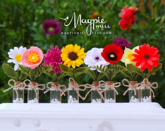 Felt Flowers Appreciation Gift: Thank You Gift for mum teacher boss - sunflower, poppy, daisy, daffodil, gerbera, chrysanthemum