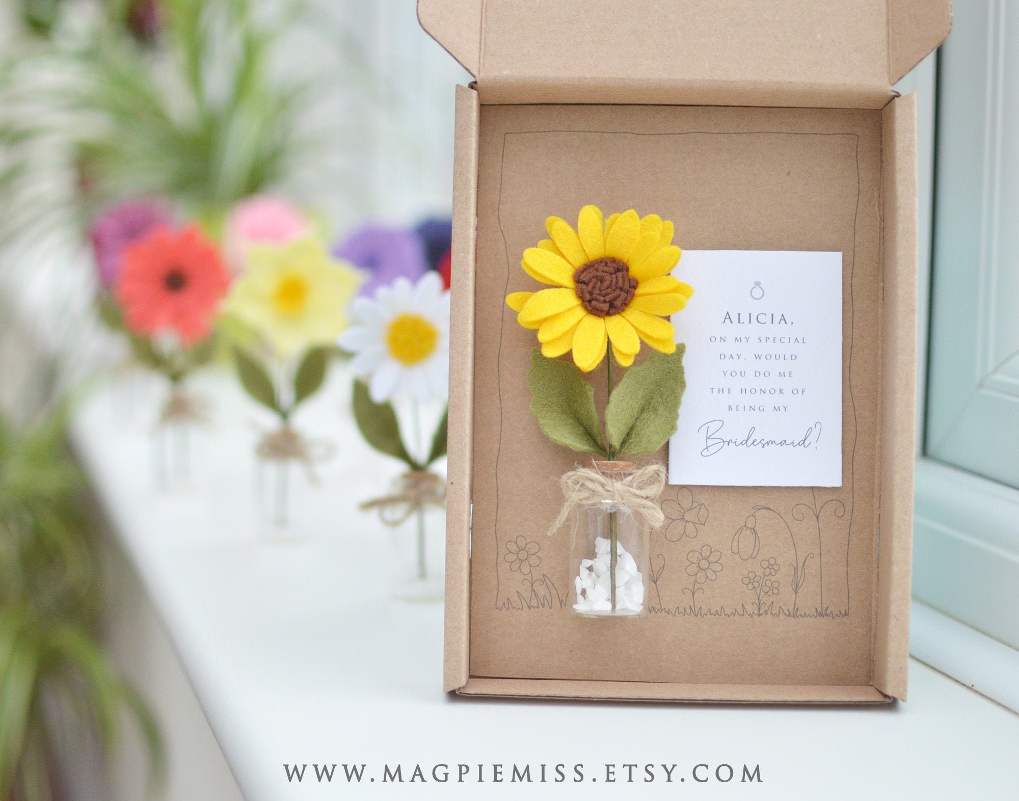 Wedding Favor Flower Keepsake and Card Sunflower Gift Etsy UK