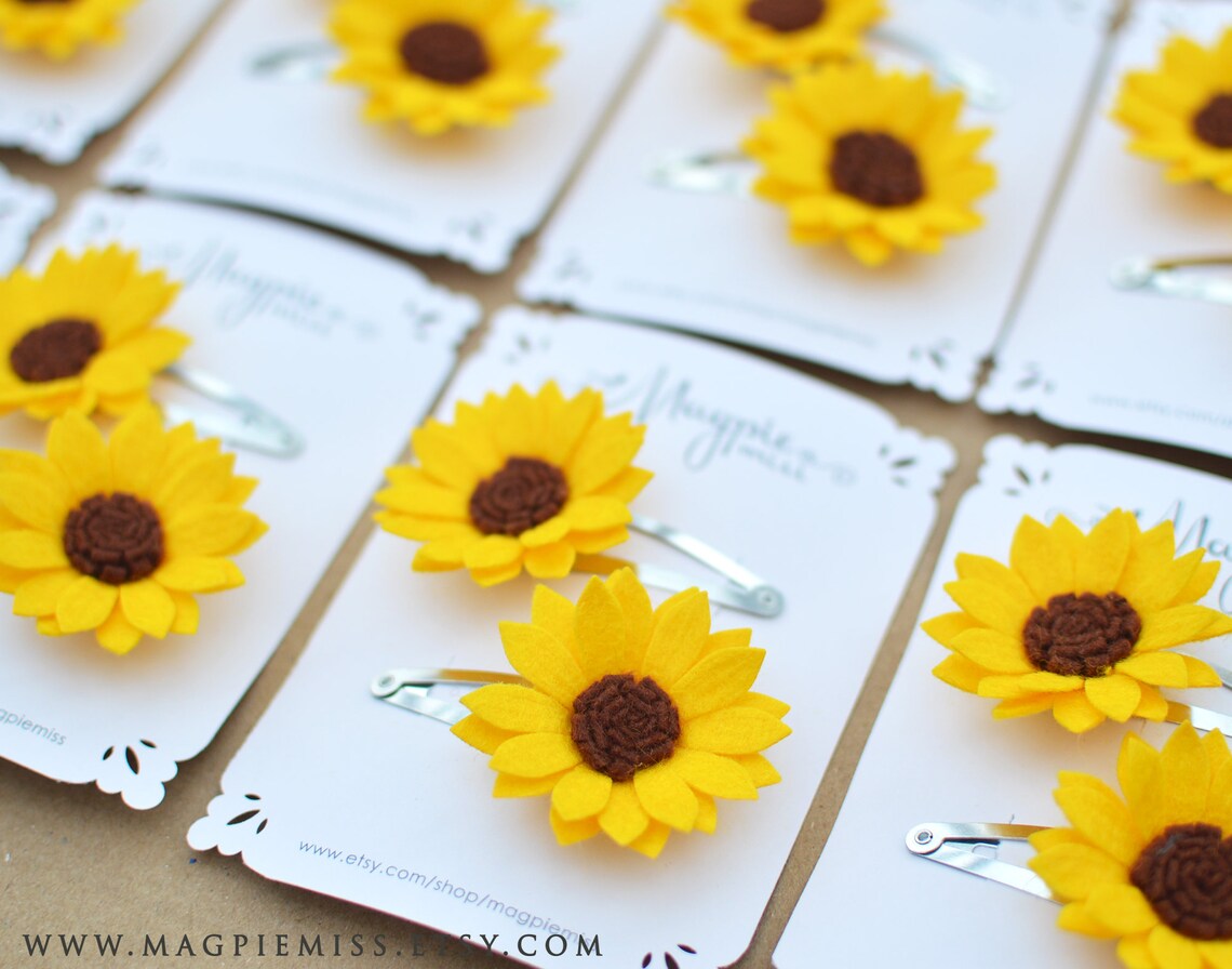 Sunflower Hair Clip Felt Sunflower Sunflower Wedding Etsy UK