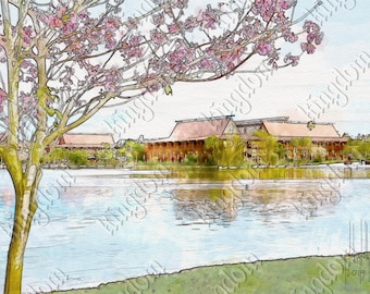 Disney polynesiskt akvarelltryck