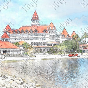 Grand Floridian Aquarell Stil Druck
