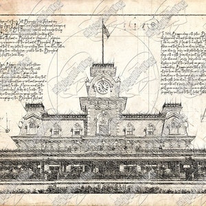 Disney Train Station Sketch Print