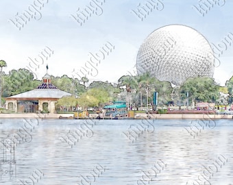 Epcot akvarelltryck