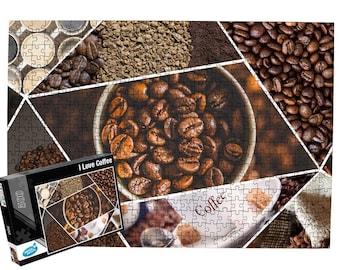 500 Pieces Jigsaw Puzzle 'I LOVE COFFEE' / Coffee Jigsaw Puzzle / 500 Piece Jigsaw Puzzle for Adults and Families