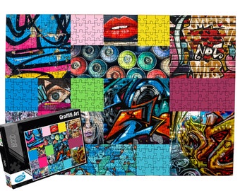 500 Pieces Jigsaw Puzzle 'Grafitti Art' / Colorful Collage Jigsaw Puzzle / 500 Piece Jigsaw Puzzle for Adults and Families