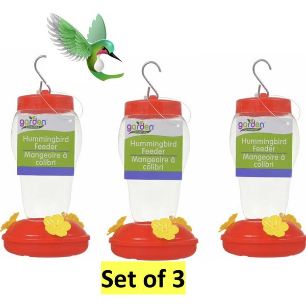 3PC Hummingbird Feeder Rode Bloem Doorzichtig Plastic Hangend 16 oz Buiten/Tuin