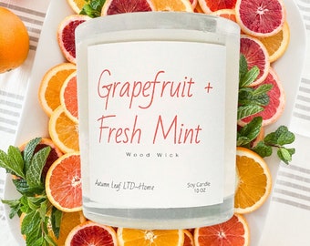 Kerze Grapefruit + Frische Minze Aromatherapie Kerze Duft Holzdocht Geschenk Dekor Entspannung