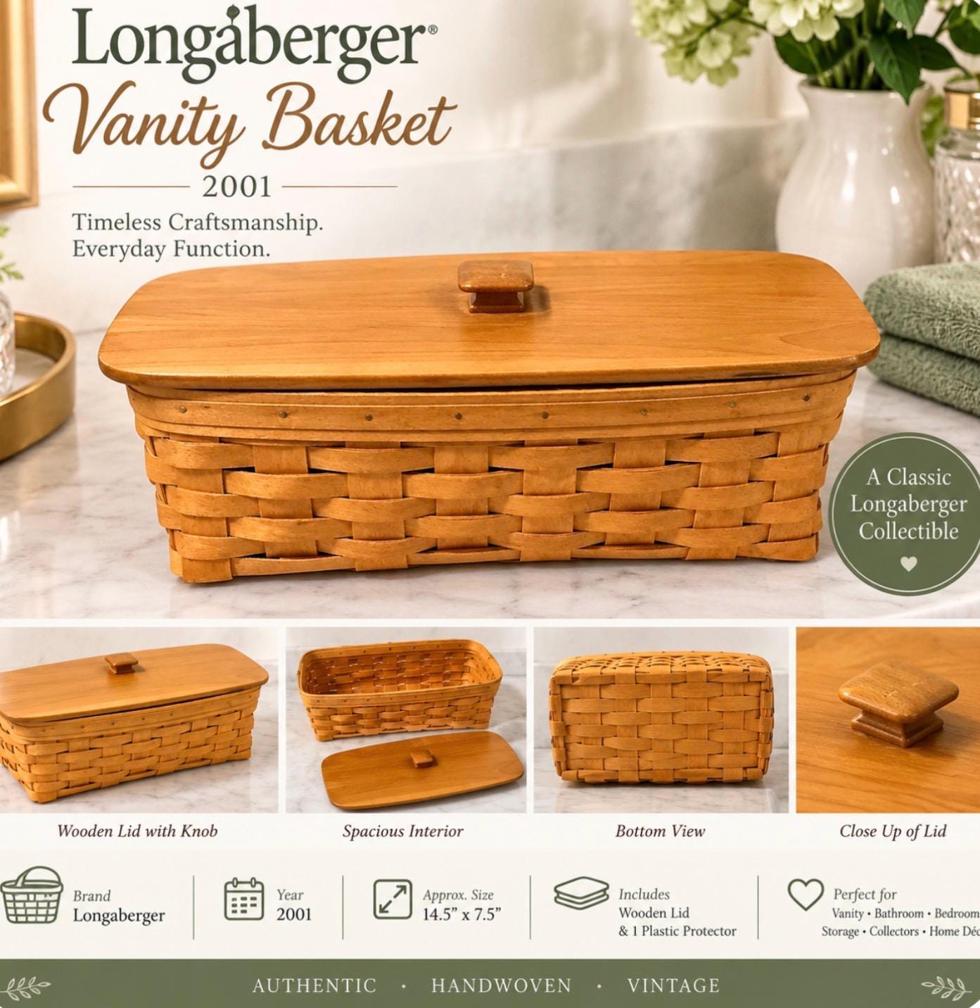 Longaberger Small Basket With Lid - Etsy