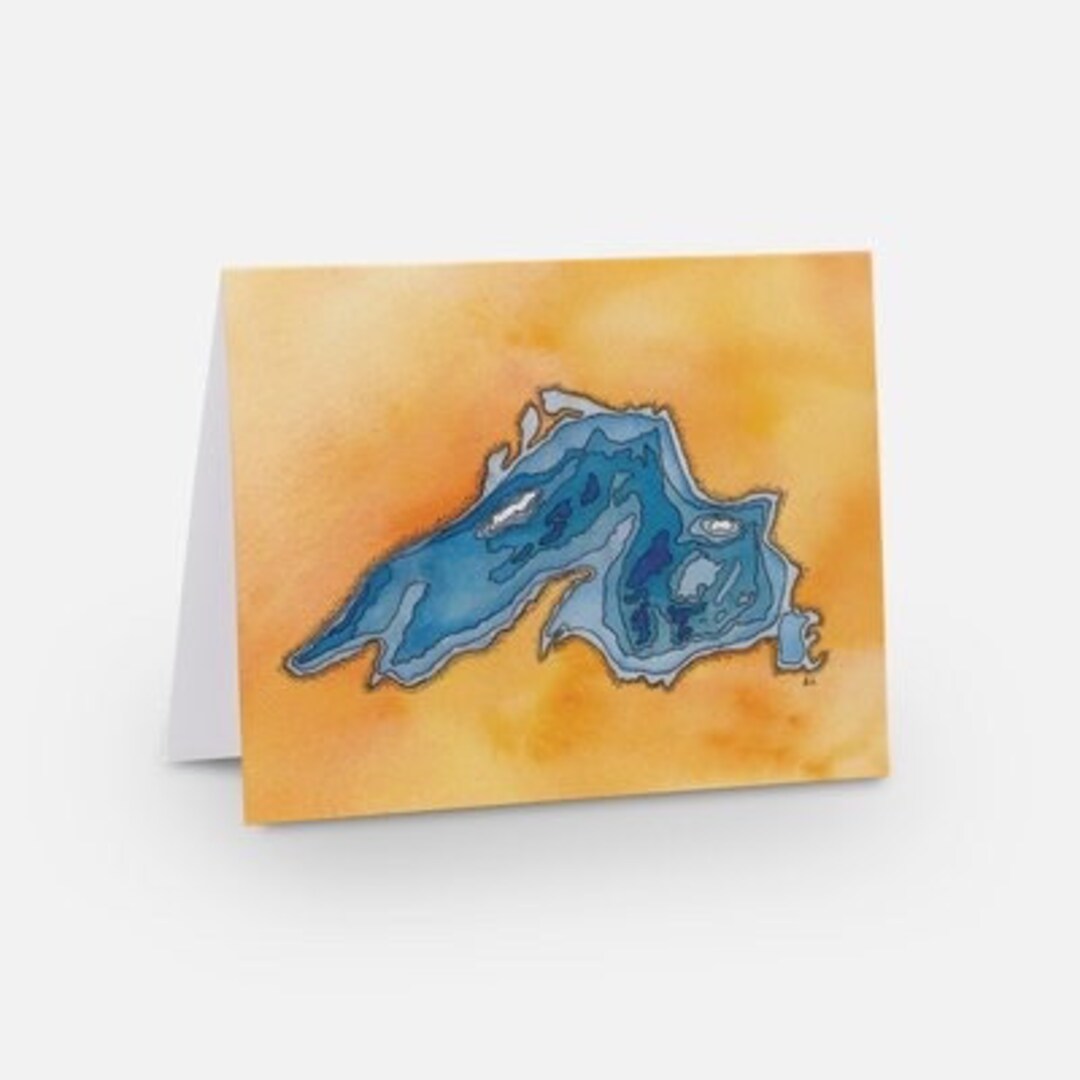 Notecard Lake Superior Depth Chart Etsy