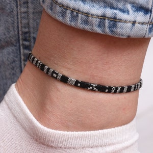 Black anklet Surf Anklet Waterproof Surf Anklet Boho Beach Anklet Ajustable Ankle Bracelet Cotton Anklet gift for men anklet Hippie Jewelry