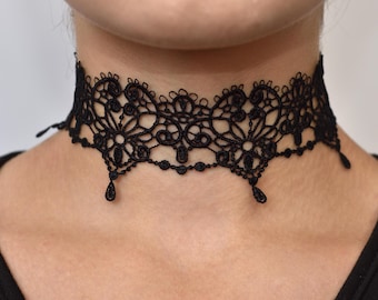 Elegant Black Lace Choker Necklace – Gothic, Victorian, Romantic Statement Jewelry for Women, Girlfriend gift, Romantic Jewelry, Lace Collar