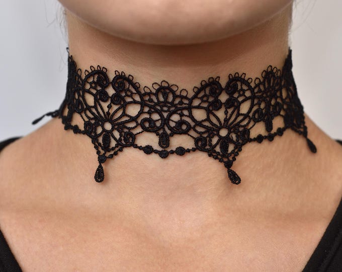 Elegant Black Lace Choker Necklace – Gothic, Victorian, Romantic Statement Jewelry for Women, Girlfriend gift, Romantic Jewelry, Lace Collar