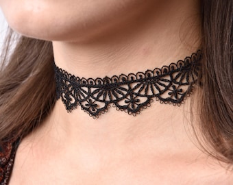 Elegant Black Lace Choker Necklace – Gothic, Victorian, Romantic Statement Jewelry for Women, Girlfriend gift, Romantic Jewelry, Lace Collar