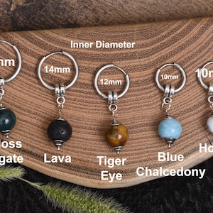 Natural Stone Beaded single earring Mens Hoop Mono earring Goth jewelry Punk Dangle Drop Earring Unisex Grunge earring simple huggie earring