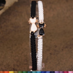 Cat bracelet Macrame bracelet Waterproof Surf bracelet Friendship Bracelet for women Woven bracelet cat lover gift for her Cat charm Jewelry