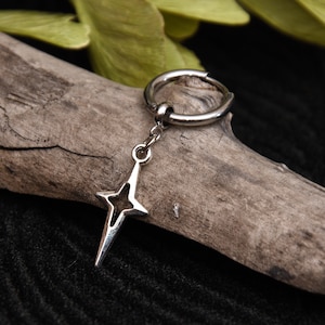 Cross Dangle Earring Star single earring Mens Dangle Star Earrings biker mono earring Mens Hoop Mono earring Goth jewelry Punk Drop Earring