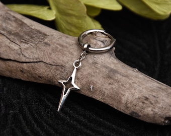 Cross Dangle Earring Star single earring Mens Dangle Star Earrings biker mono earring Mens Hoop Mono earring Goth jewelry Punk Drop Earring