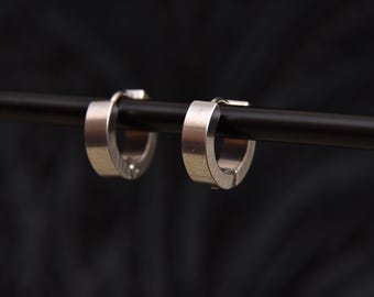 Minimalist Plain Stainless Stell Hoop Earrings Simple Everyday Hoops Gothic Punk Unisex Jewelry Grunge earring Mens Hoop Huggie Style