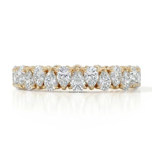 Pear Cut Labradorit-Band, 14K Solid Gold Moissanite Jubiläumsband, Up Side Down Man Made Diamond Full Eternity Band