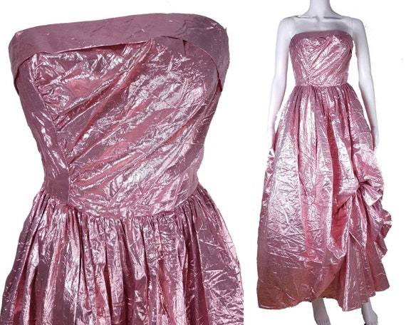 Vintage 80's | Stunning Metallic Pink Lame Straple