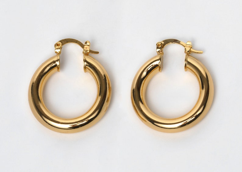 Chunky Gold Hoops Very Thick Gold Hoop Earrings Medium | Etsy