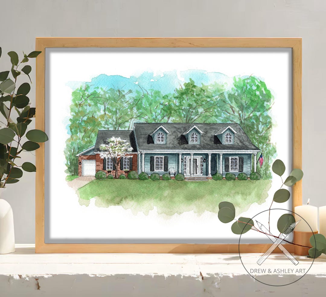 Custom Watercolor Home Illustration - Etsy