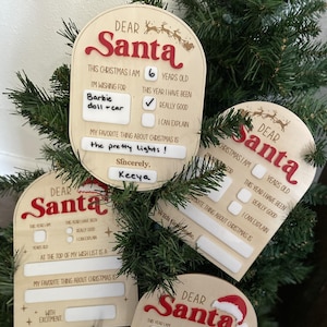 Cartello cancellabile a secco "Caro Babbo Natale" Lista dei desideri di Natale File digitale SVG tagliato al laser compatibile con glowforge, omtech, xtool, lightburn