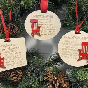 New Christmas in Heaven Chair Ornament Memorial 3 versions SVG PNG laser cut file glowforge