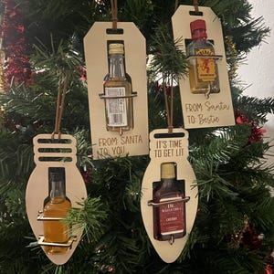 Light & Tag Shooter Mini Liquor Bottle Holder Ornament Set SVG file tagliato al laser compatibile con Lightburn, omtech, glowforge, xtool