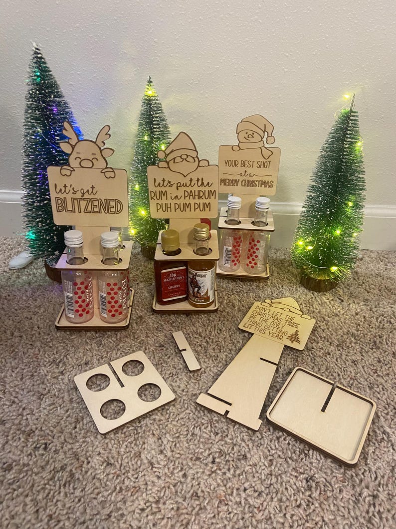 Holiday Shooter Carrier Christmas Mini Liquor Bottle Gift Funny SVG