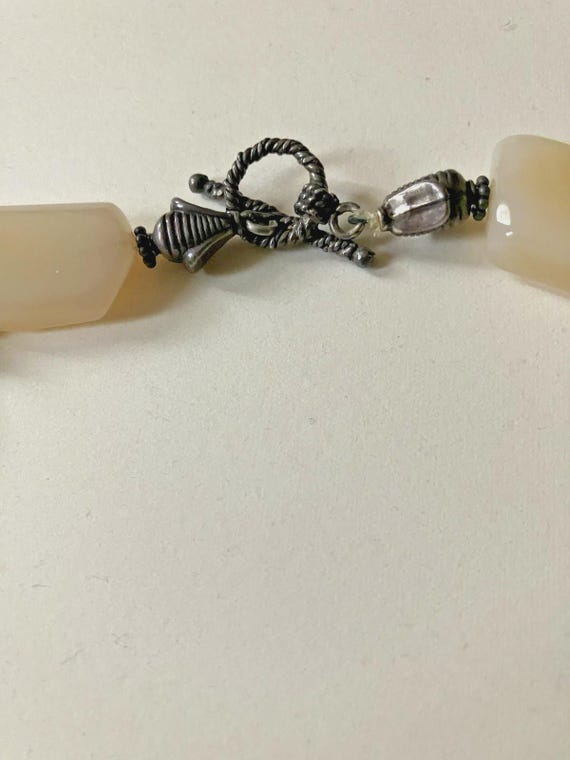 Sterling Silver Agate Statement Necklace, Hammere… - image 7