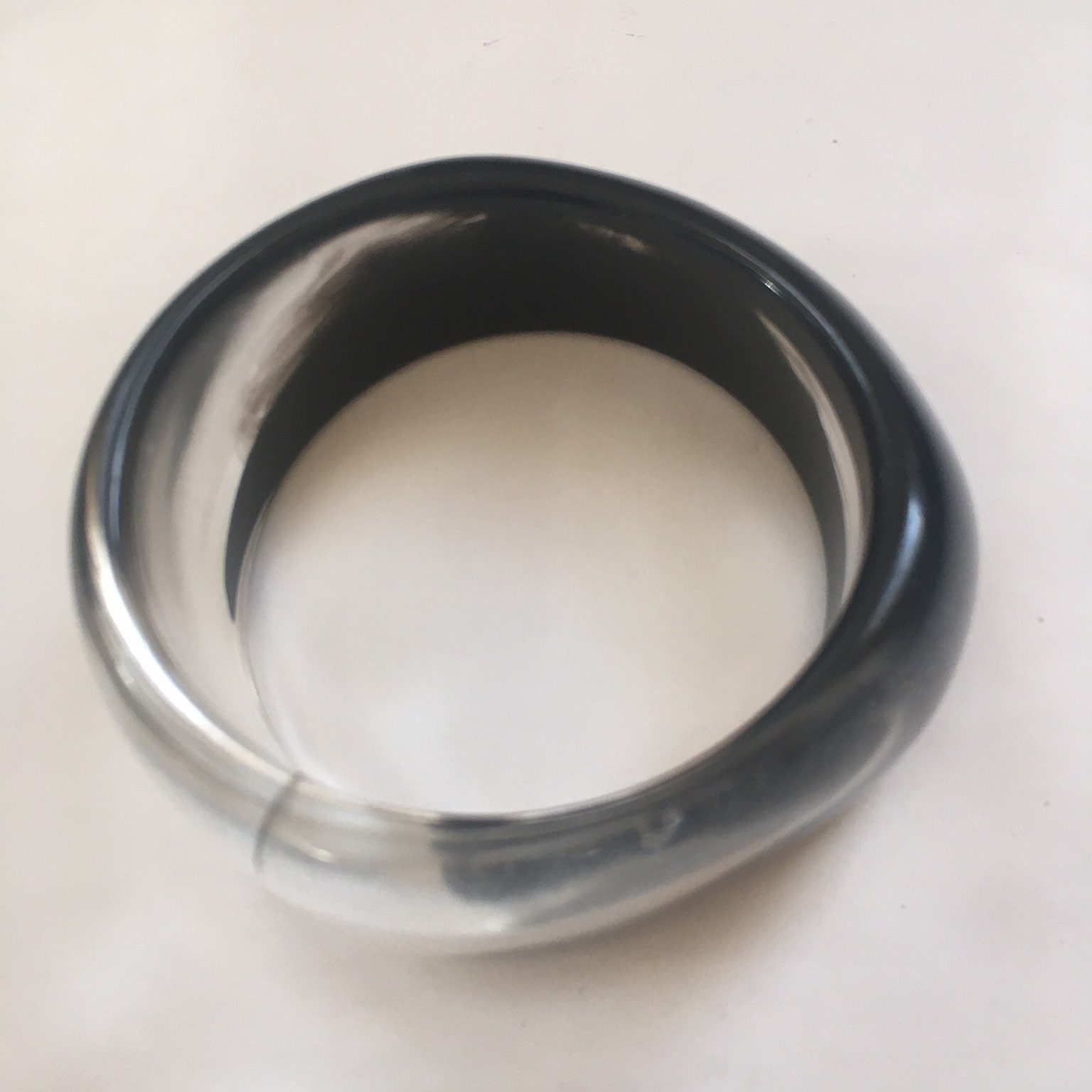 Chunky Plastic Clear and Smoky Black Bangle Large Acrylic - Etsy