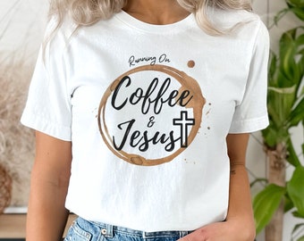 T-shirt Koffie en Jezus | Christian Mama-T-shirt