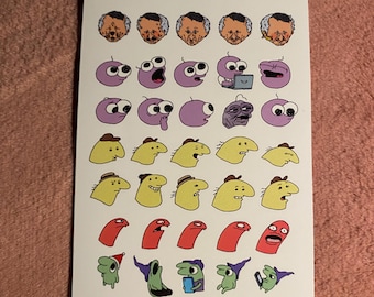 WATERPROOF Smiling Friends Mood Board Sticker Sheet - Matte