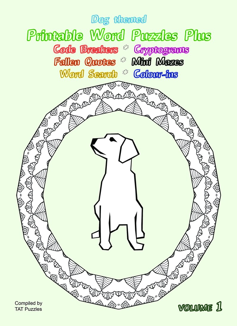 Dog Themed Printable Word Puzzles With Bonus Colourins Volume 1 Etsy
