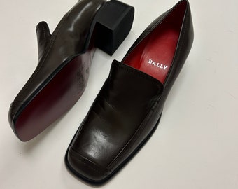 Bally Brown Leather Square Toe Loafers