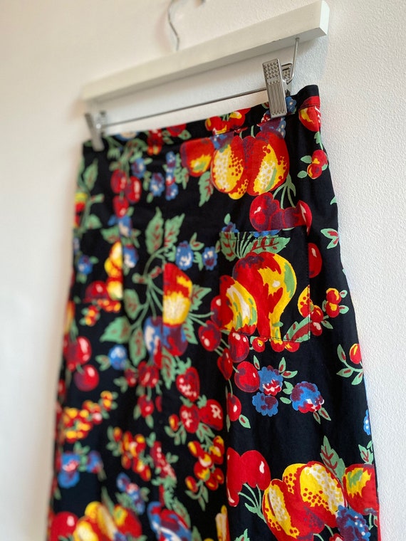 Vintage A-Line Fruit Print Skirt