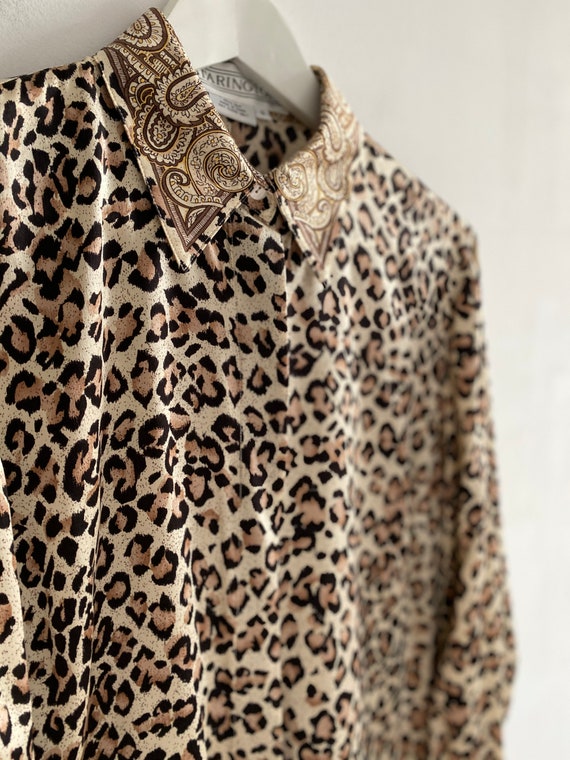 Leopard + Paisley Print Silk Blouse