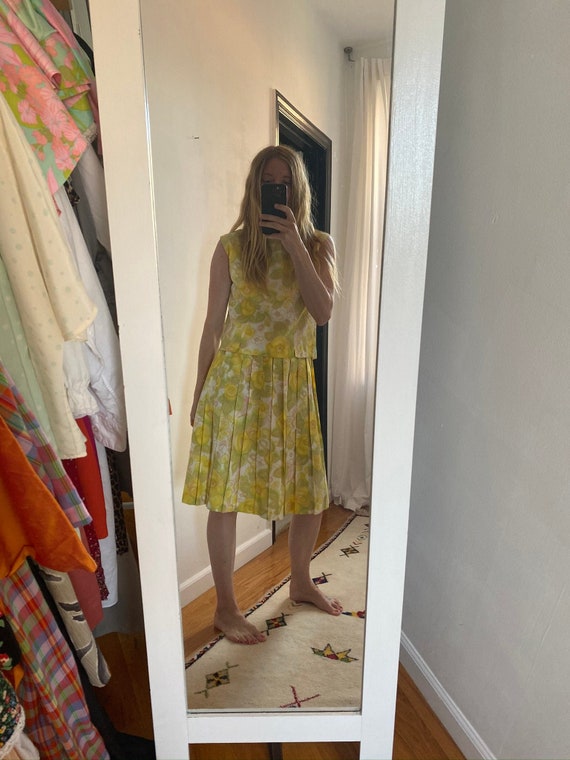 Psychedelic Floral Print Shell + Skirt Set ~ Circa